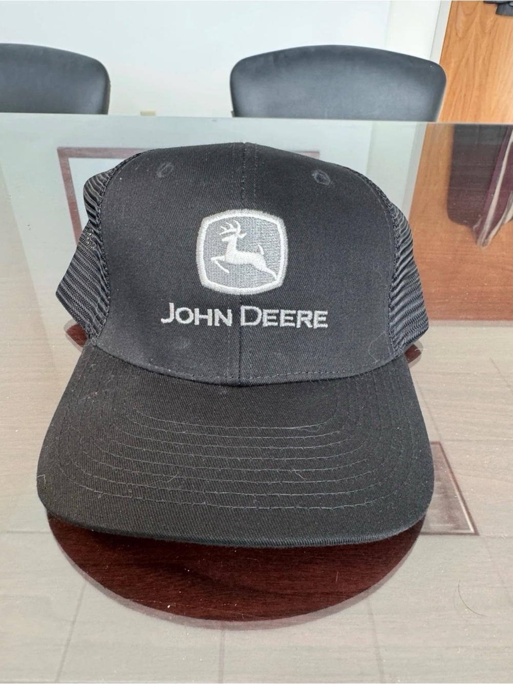 John Deere Tractor Black Snapback Trucker Hat